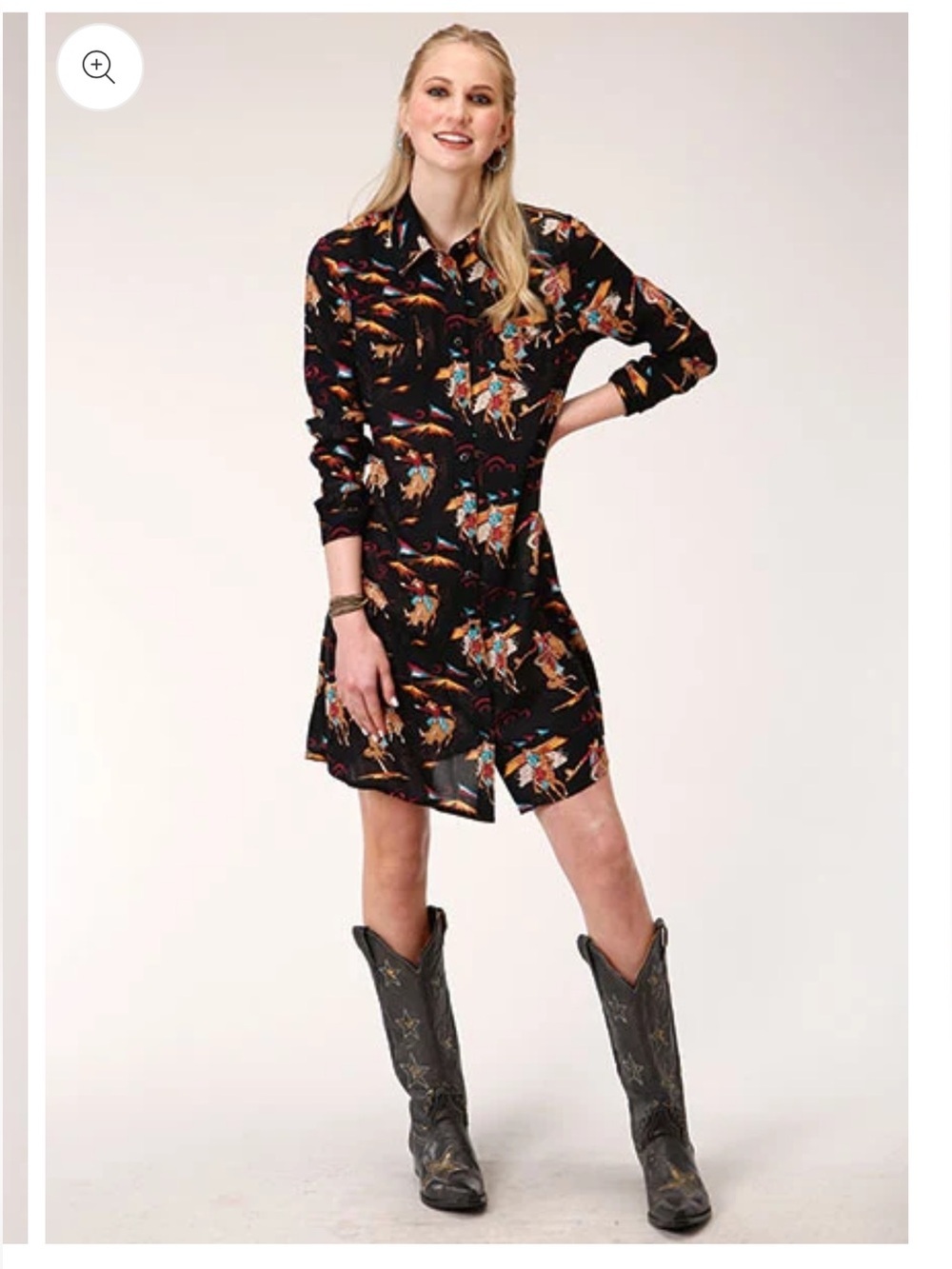 Women’s ROPER Western Size 2X Rodeo Dress Novelty Horse Cowgirl Print Like New